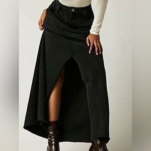 FP Free People One Kona Maxi Skirt Black Washed Size XS NWOT